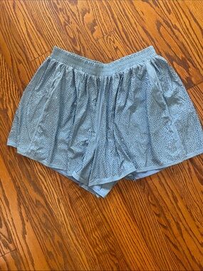 QUEEN OF SPARKLES Light Blue Athletic Eyelet Shorts